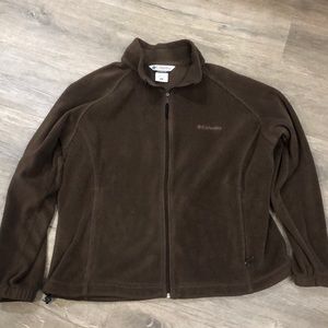 Plus Sized Columbia Fleece Jacket, Brown 1XL